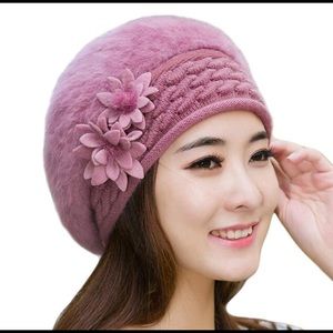 Beret Beanie Hat. Dusty Rose